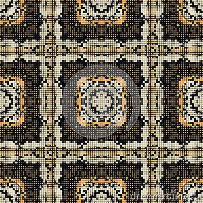 Pixel seamless pattern. Mosaic colorful squares vector background. Repeat digital backdrop. Modern halftone geometric grid Vector Illustration