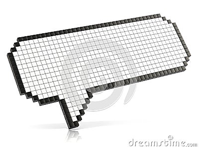 Pixel speech bubble made of glossy cubes. 3D render Cartoon Illustration