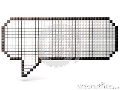 Pixel speech bubble made of glossy cubes. 3D render Cartoon Illustration