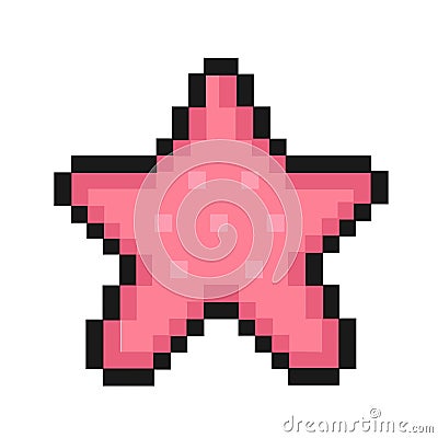 Pixel starfish cartoon icon in pixel art design Vector Illustration