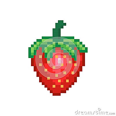 Pixel strawberry image. Vector Illustration of cross stitch Vector Illustration