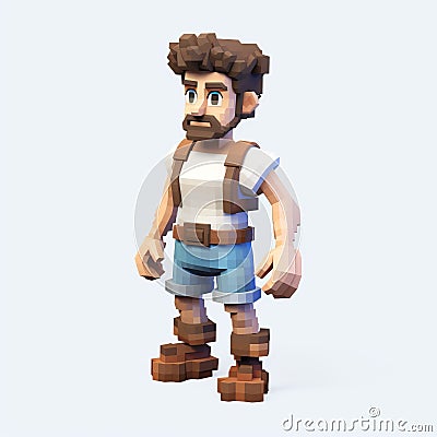 Pixel Style Character: A Unique Voxel Art Creation Stock Photo