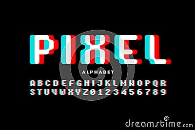 Pixel style font Vector Illustration