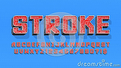 Pixel vector alphabet design, stylized like in 8-bit games Vector Illustration