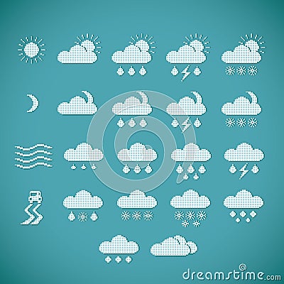 Pixel Weather Icons Stock Photo