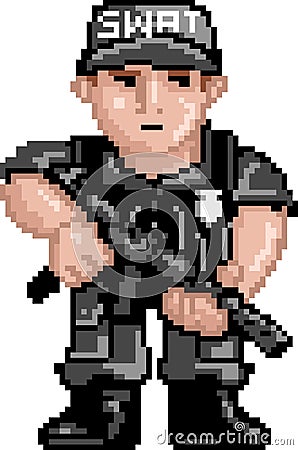 PixelArt: Police SWAT Vector Illustration