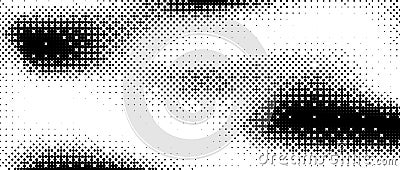 Pixelated bitmap gradient texture. Black and white wavy dither pattern background. Abstract glitchy pattern. 8 bit video Vector Illustration