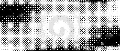 Pixelated bitmap gradient texture. Black and white wavy dither pattern background. Abstract radial glitchy pattern. 8 Vector Illustration