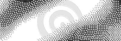 Pixelated bitmap wavy gradient texture. Black dither wave background. 8 bit video game screen wallpaper. Retro glitch Vector Illustration