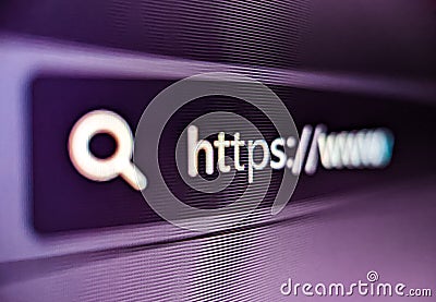 Pixelated closeup view of internet browser address bar with https and search icons Stock Photo