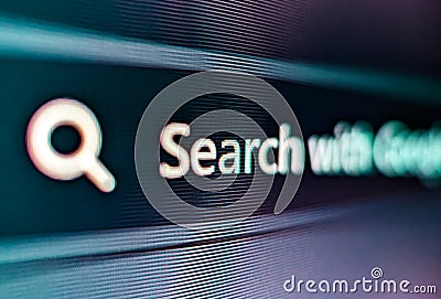 A pixelated closeup view of an internet browser UI with search input and secure lock icon Stock Photo
