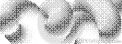 Pixelated curved gradient shape. Dotted dither undulate texture background. Liquid squiggling form for banner, poster Vector Illustration