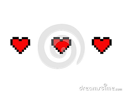 Pixelated game hearts Stock Photo