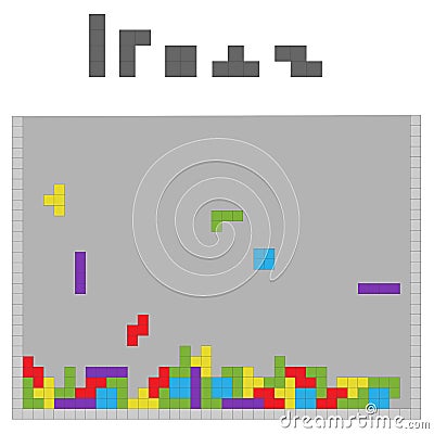 Pixelated game tetris - vector colorful figure Vector Illustration