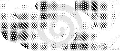 Pixelated gradient curved shape. Dotted dither squiggle texture background. Fluid undulate form for banner, poster Vector Illustration