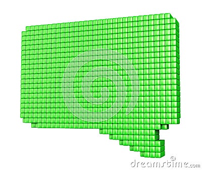 Pixelated green bubble form on white Stock Photo