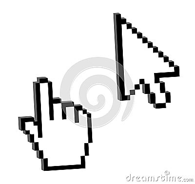 Pixelated Hand and Mouse cursor Vector Illustration