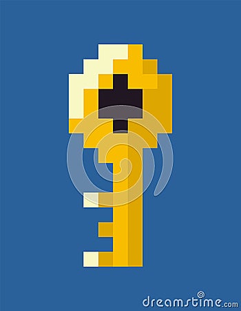Key Pixel Game Graphics, Unlocking Secrets Vector Vector Illustration