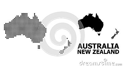 Pixelated Mosaic Map of Australia and New Zealand Cartoon Illustration