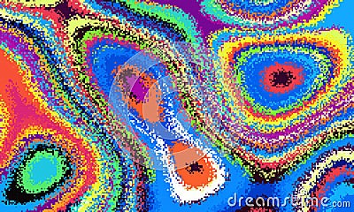 Pixelated psychedelic background. Moire overlapping effect. Vector image. Vector Illustration