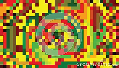 Pixelated reggae colors background. Vector pattern Vector Illustration