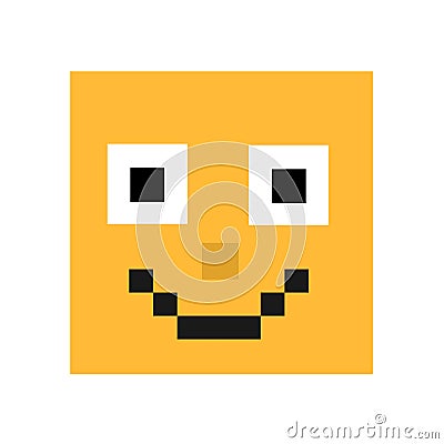 Pixelated and squared angular emoji and emoticon. Vector Illustration