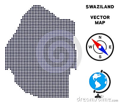 Pixelated Swaziland Map Vector Illustration
