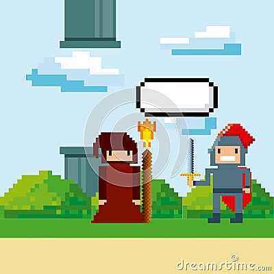 Pixelated video game icons Vector Illustration