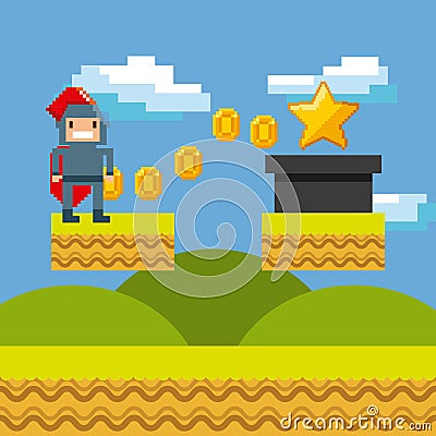 Pixelated video game icons Vector Illustration