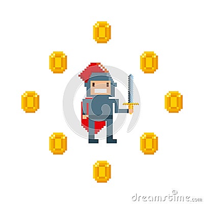 Pixelated video game icons Vector Illustration