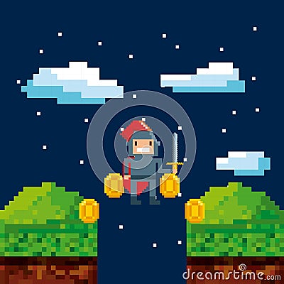 Pixelated video game icons Vector Illustration