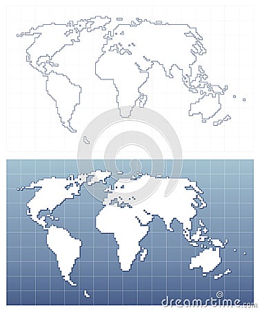 Pixelated world map in vector format Vector Illustration