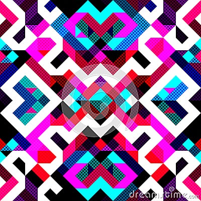 Pixels beautiful abstract geometric seamless pattern vector illustration Vector Illustration