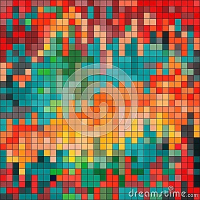 Pixels colored psychedelic geometric background Vector Illustration