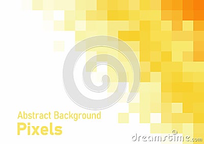 Pixels disintegrate pattern. geometric mosaic background, yellow color gradient vector illustration template for wallpaper, poster Vector Illustration