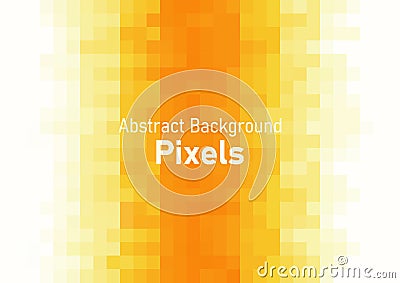 Pixels disintegrate pattern. geometric mosaic background, yellow color gradient vector illustration template for wallpaper, poster Vector Illustration