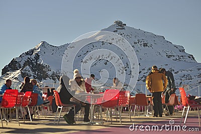 Piz Gloria revolving restaurant on a winter day Editorial Stock Photo