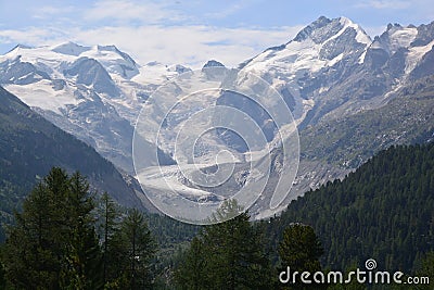 Piza Palu and Piz Bernina Stock Photo