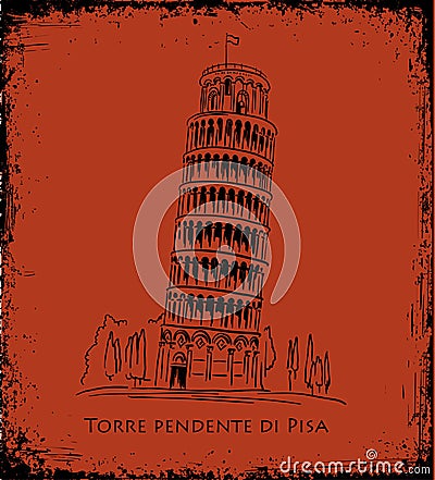 Piza Tower, vector illustration, travel concept Vector Illustration