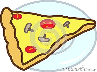 Colored icon pizza with mushrooms, tomatoes and chees Vector Illustration