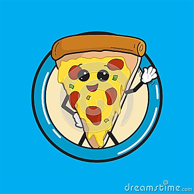 Cute pizza mascot vector design Vector Illustration