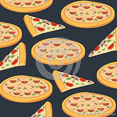 Pizza background pattern Vector Illustration