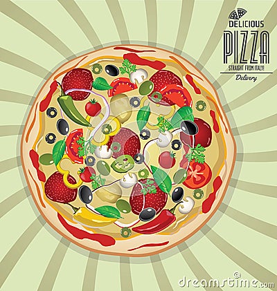 Pizza background retro vintage design vector illustration Vector Illustration