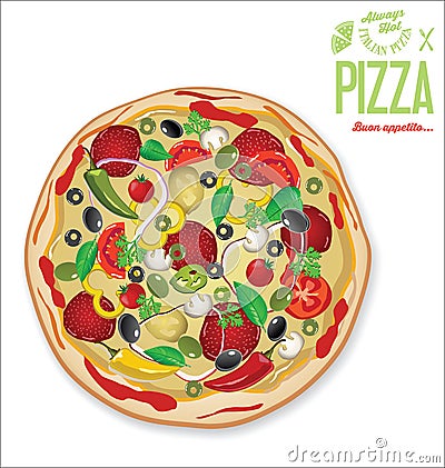 Pizza background retro vintage design vector illustration Vector Illustration