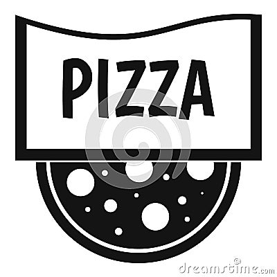 Pizza badge or signboard icon, simple style Vector Illustration