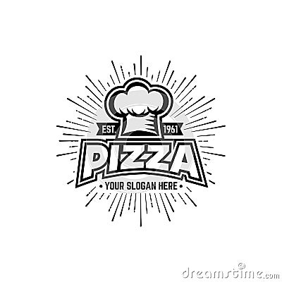 Pizza Black and White Vector Illustration