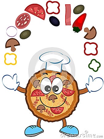 Pizza cartoon . Vector Illustration