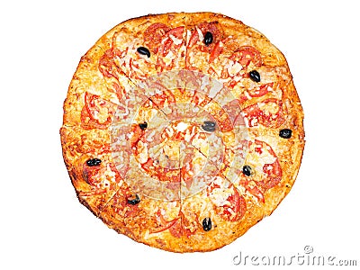 Pizza with cheez and tomato isolated on white background Stock Photo