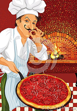 Pizza Chef Vector Illustration