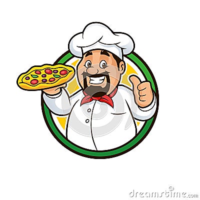 Pizza Chef Mascot Design Vector Vector Illustration